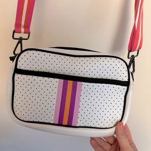 Super Cute Neoprene Crossbody Purse with stripe